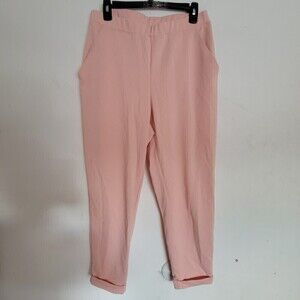 H&M Divided Blush Pink Cropped Pull On Elastic Waist Career Pants Size Medium